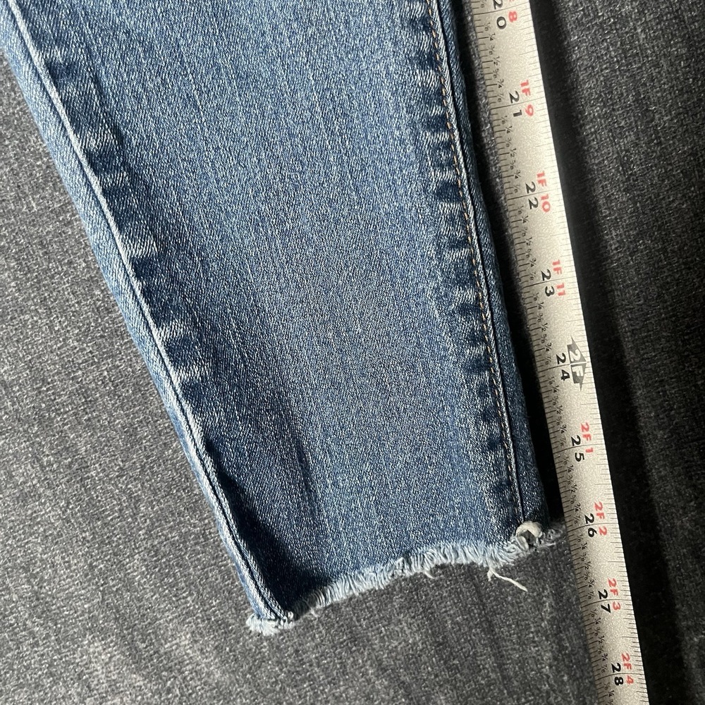Cafe Denim Womens Skinny Jeans Size 5/6 Distressed Ripped Medium Wash Raw Hem - Picture 7 of 10